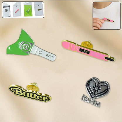 Collection of vibrant metal badge pins with enamel finish