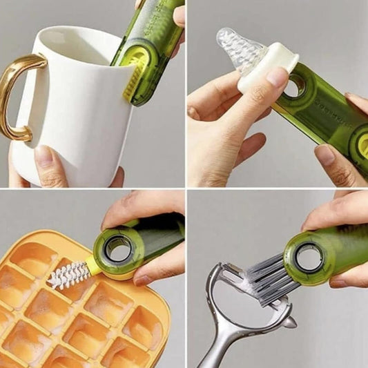 A versatile 3-in-1 bottle cleaning brush in a vibrant color, ready for use.
