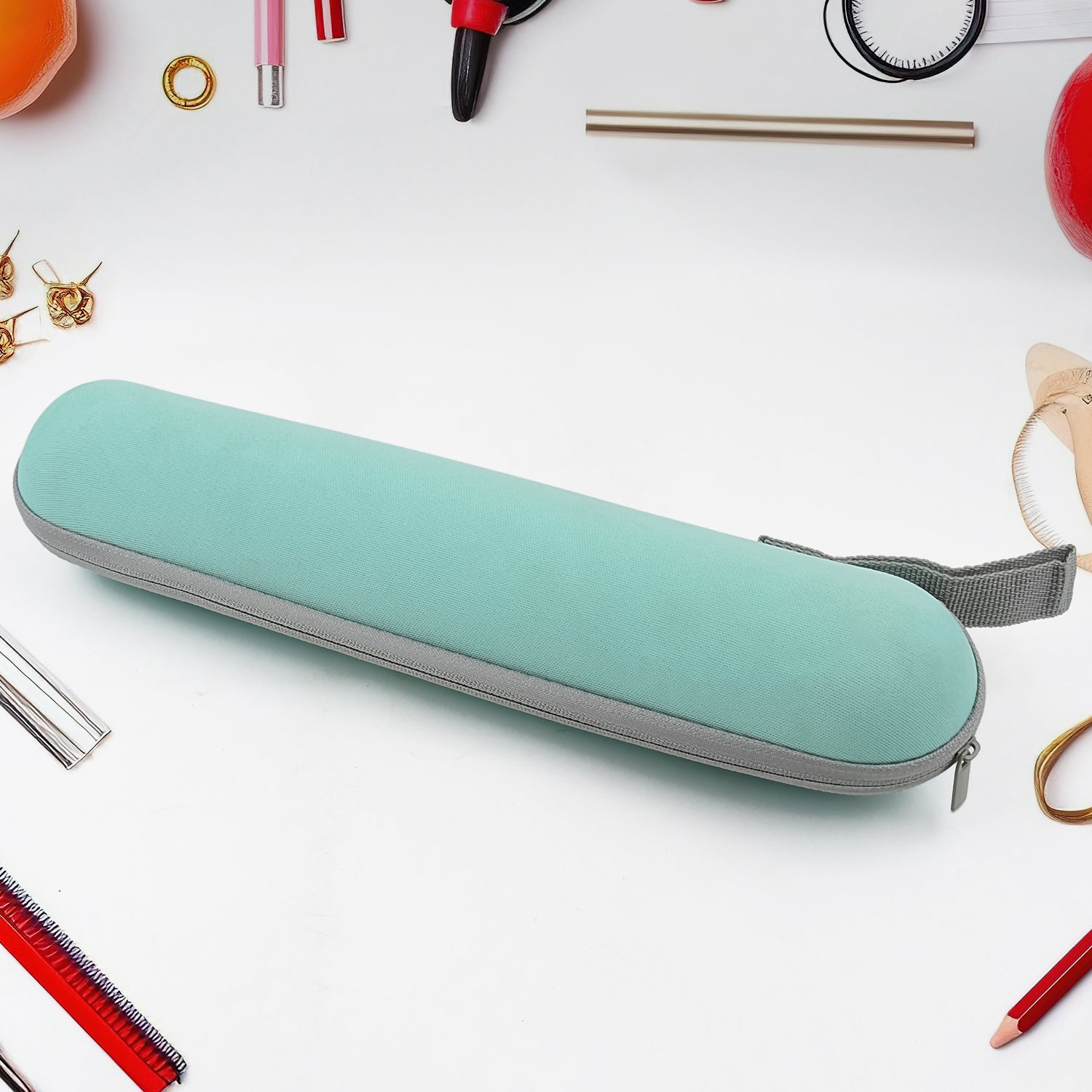 Front view of the JourneyMate Multipurpose Zip Pouch, showcasing its sleek design.