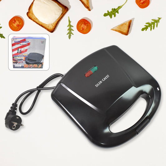 Dabster 2-slice sandwich maker with non-stick plates on a kitchen counter.