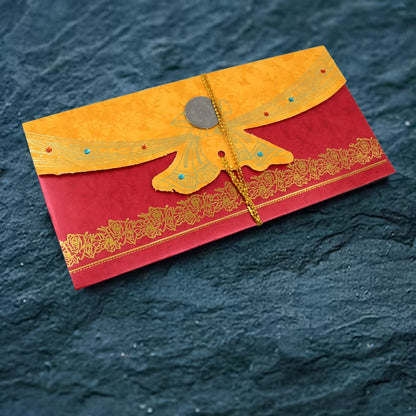 Elegant money gift cover featuring a festive pattern, ideal for auspicious occasions.