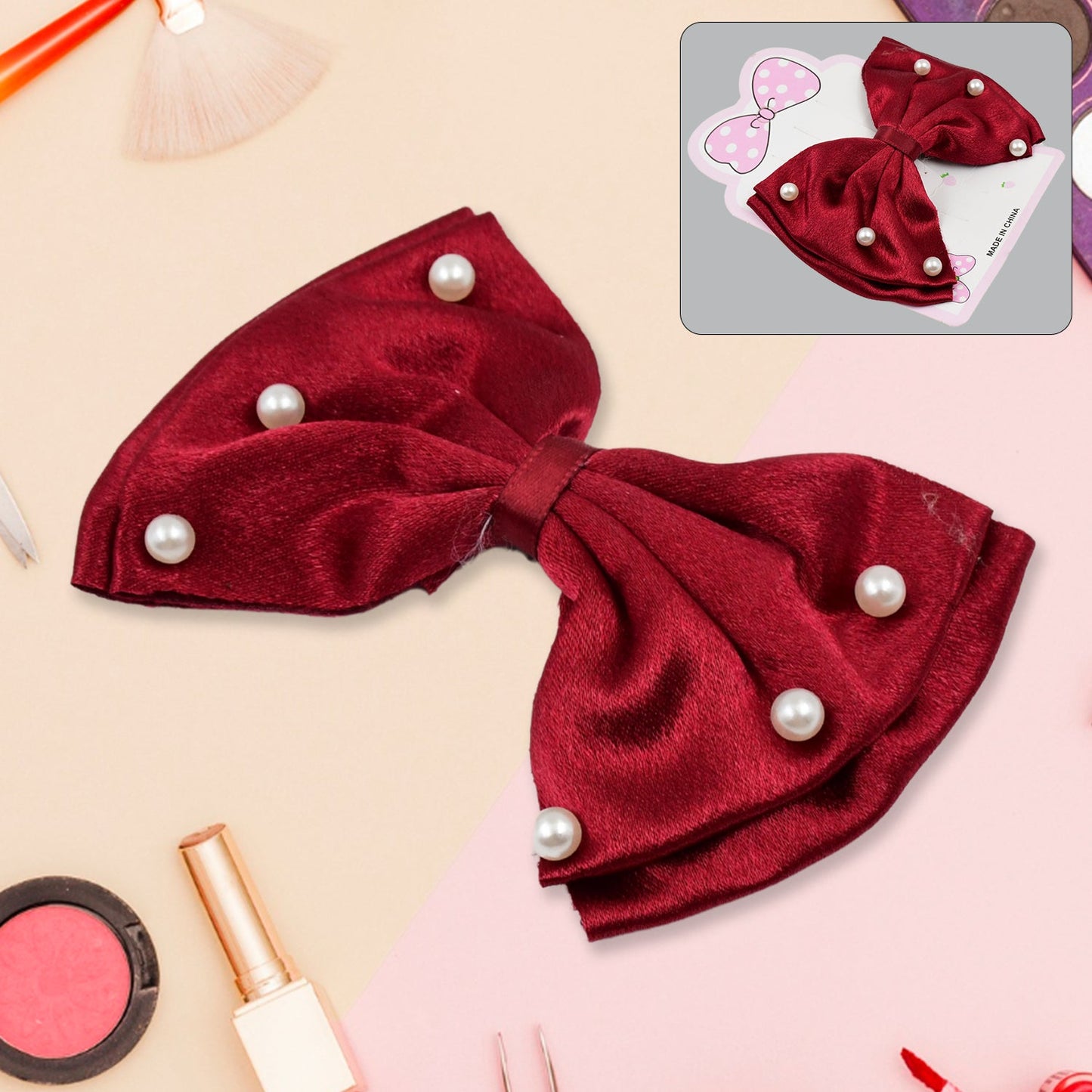 Elegant heart-shaped hair bow clip, perfect for girls.