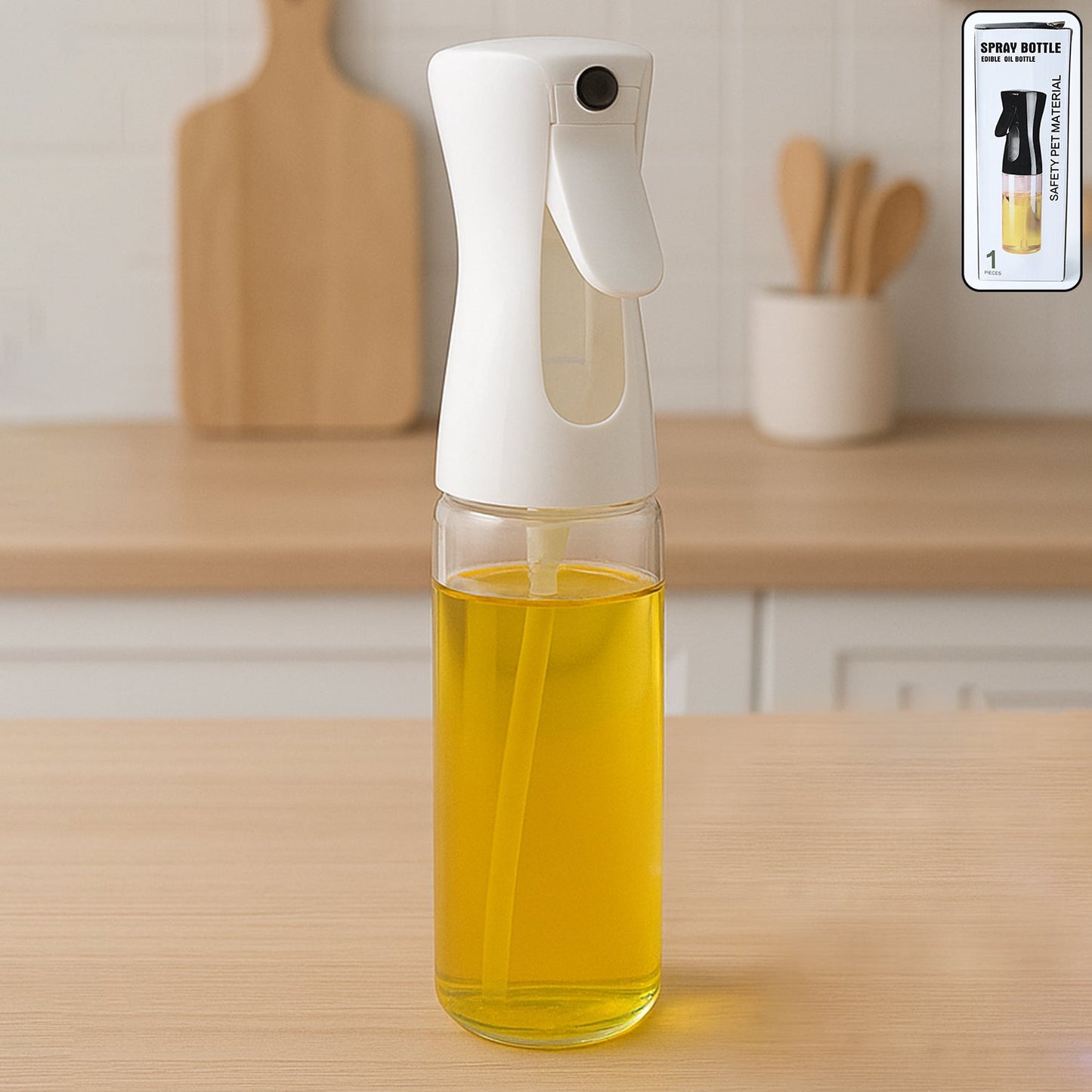 Glass Oil Spray Bottle 250ml for healthy cooking and air frying.