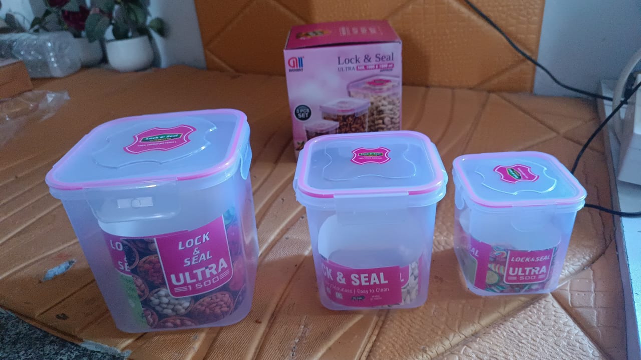 Kitchen Storage Container Set Of 3 Pcs (1500, 1000, 500 ML)
