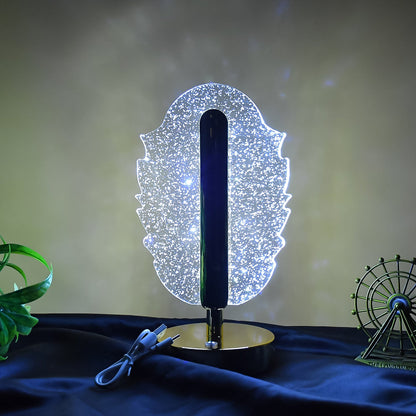 LED Feather Shape Crystal Table Lamp highlighting intricate design