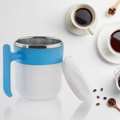 Stainless Steel Insulated Coffee/Tea Mug with Lid – Double Wall Hot Beverage Travel Cup, Milk Mug for Office & Home Use (1 Pc)