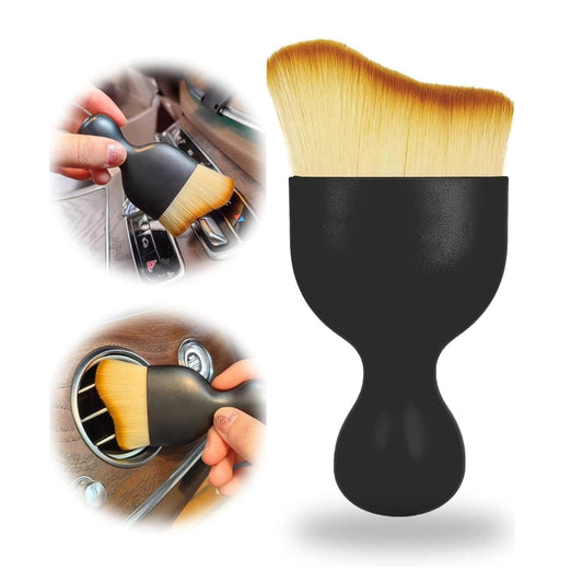 Non-slip handle and soft bristles of the mini car interior cleaning brush.
