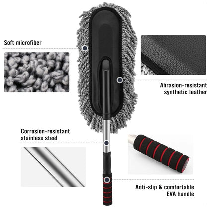Detailed specifications of the car duster, including dimensions.