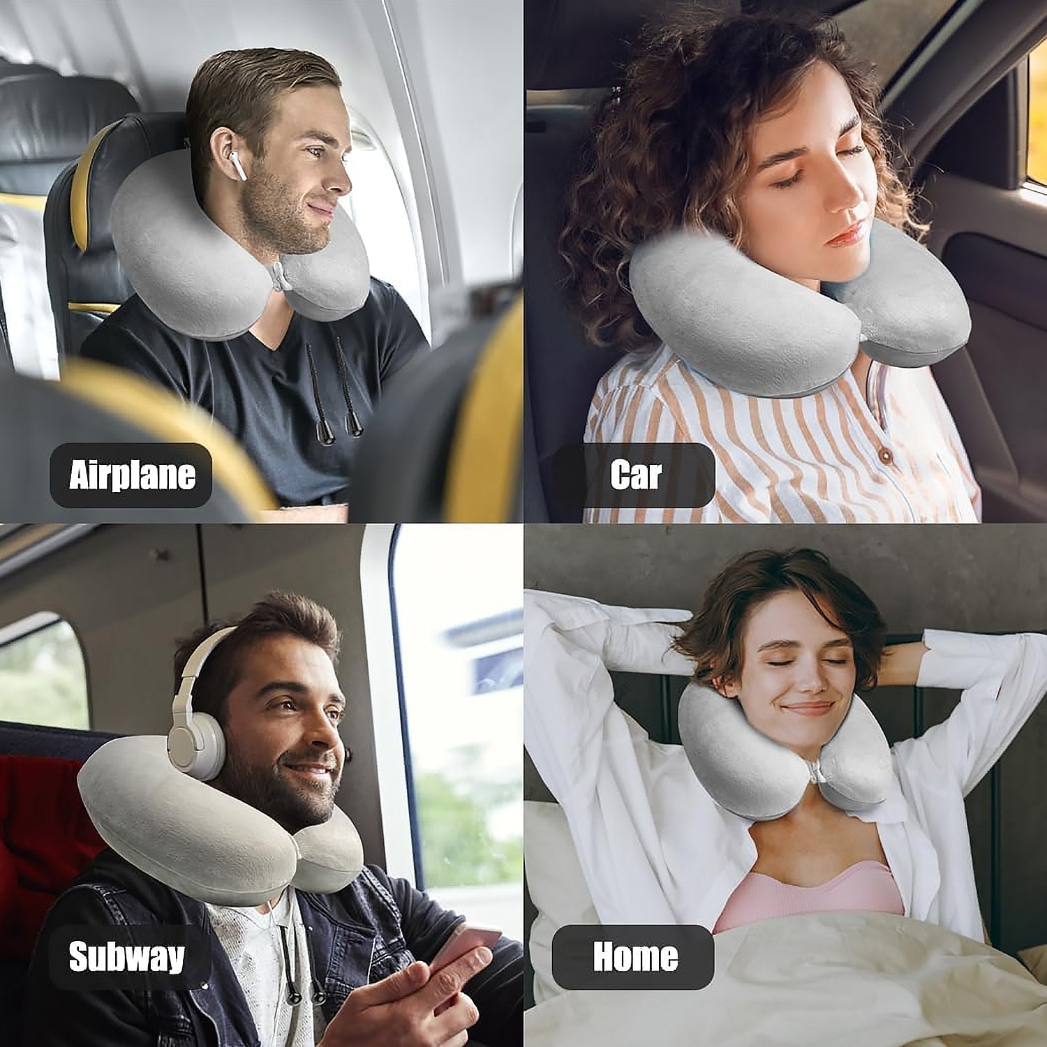 The soft fabric cover of the Travel Neck Pillow, showcasing its texture and comfort.