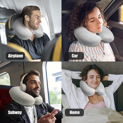 The soft fabric cover of the Travel Neck Pillow, showcasing its texture and comfort.
