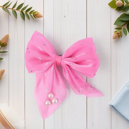 Hair Bow Knot Clip Suitable For Girls (12 Pc / Multicolour & Mix Design) Hair accessories