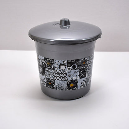 Detailed shot of the plastic bathroom accessories, emphasizing the quality and finish of the set.