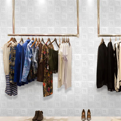 Stylish square foam wall design adding depth to interior aesthetics.