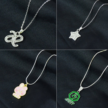 Random pendant necklace design on a lightweight alloy chain, perfect for youth style