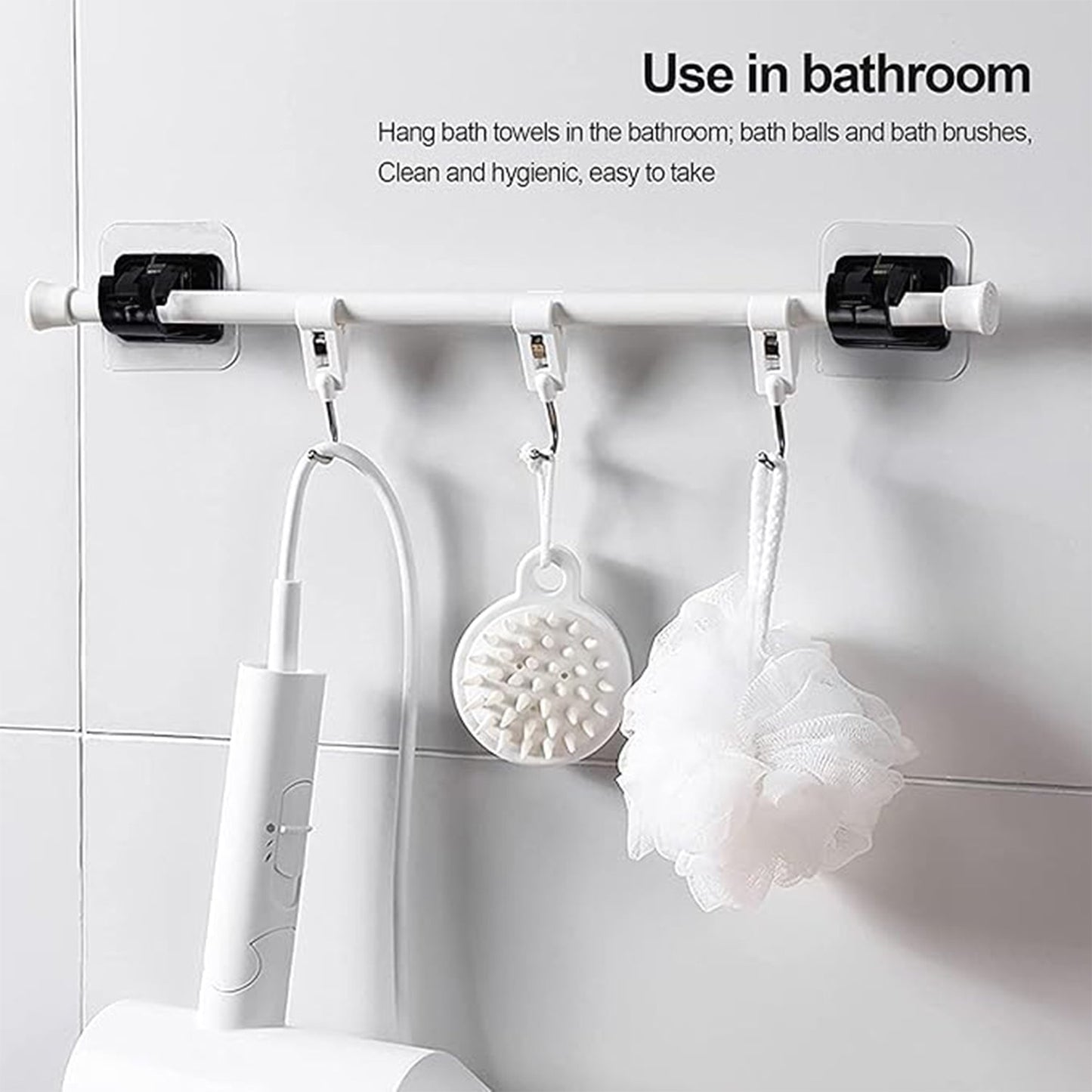 Heavy-Duty Wall-Mount Clip with Transparent Adhesive Base (2 Pc)
