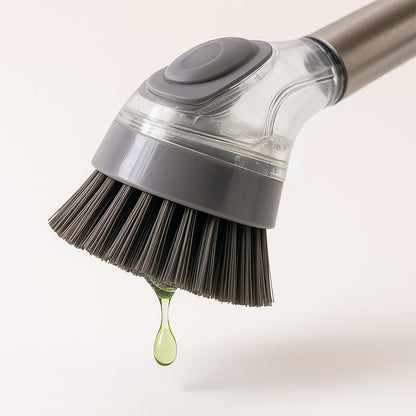Cleaning Brushes Set, Scrub Brush Bathroom Brush, Long Handle Liquid Dispenser Pot Washing Brush