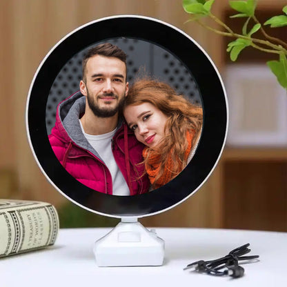 LED Mirror Photo Frame with its dimensions clearly marked, showcasing its compact size.