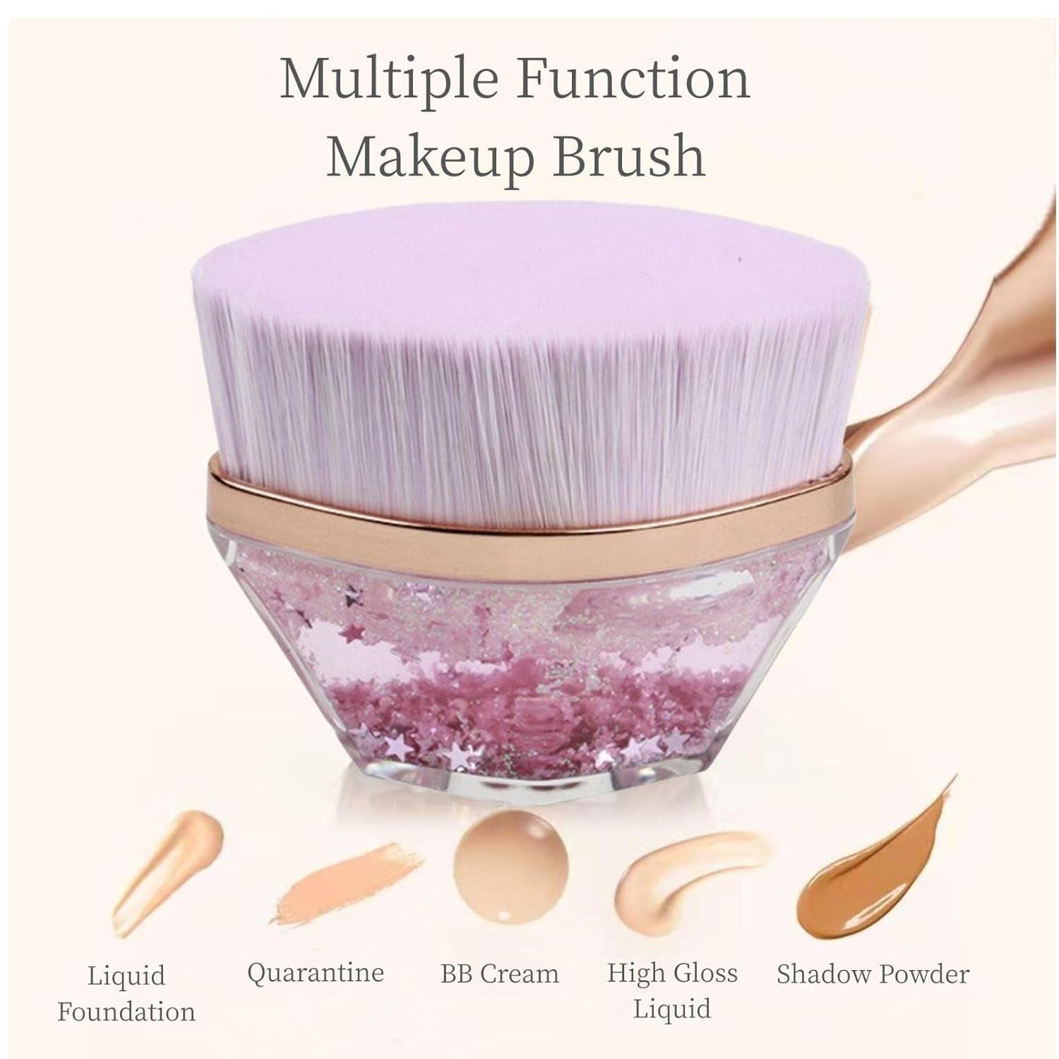 Glitter cosmetic brush with starry gel base and ergonomic plastic handle