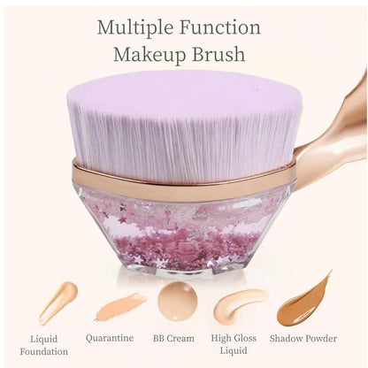 Glitter cosmetic brush with starry gel base and ergonomic plastic handle