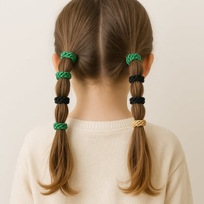 Braided Elastic Hair Bands Set (12 Pc)