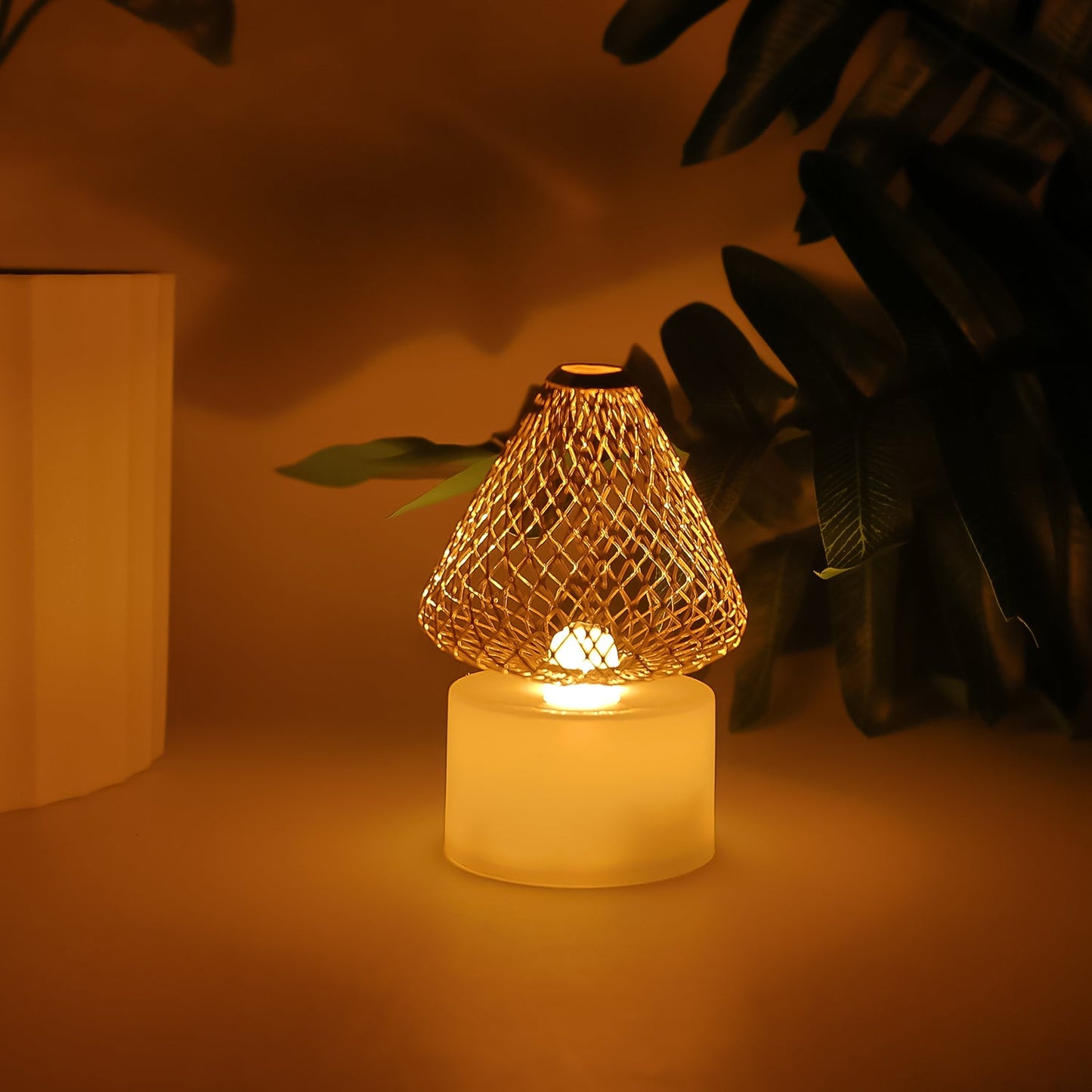 Elegant decorative LED flameless candle light showing warm flickering light