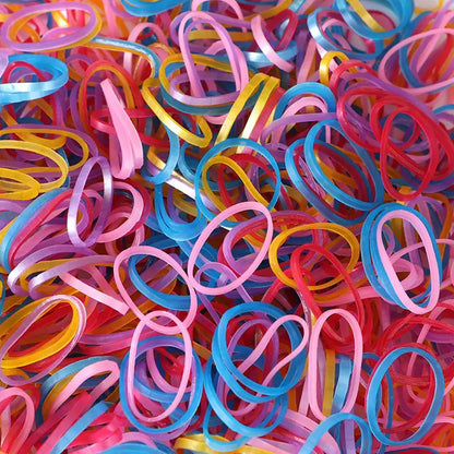 Multicolor elastic rubber bands bundled for office and home use.