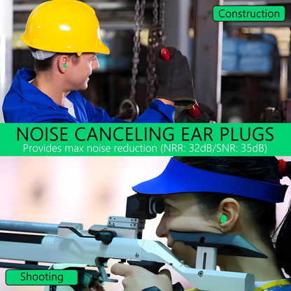 Compact noise reduction earplugs in a clear case, ideal for travel comfort.