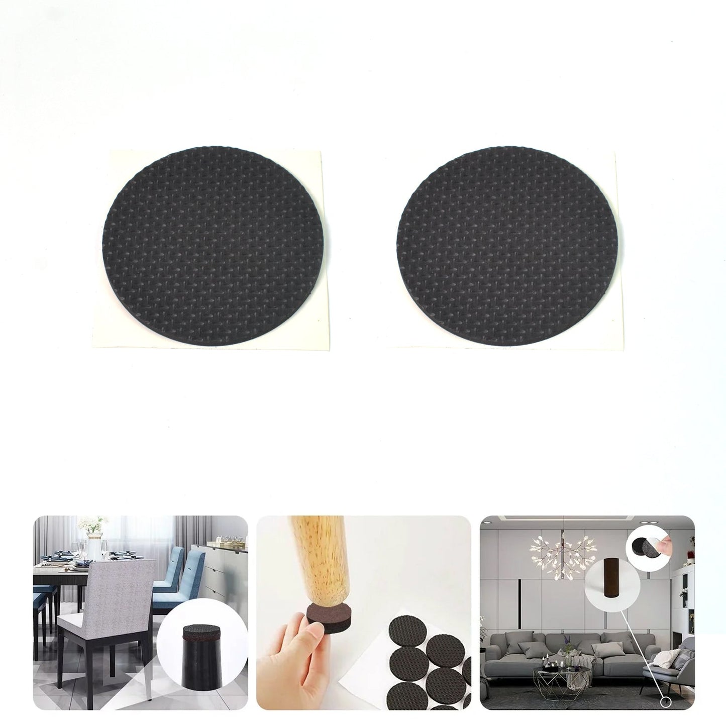 Close-up of a thick, non-slip felt pad designed for furniture legs.