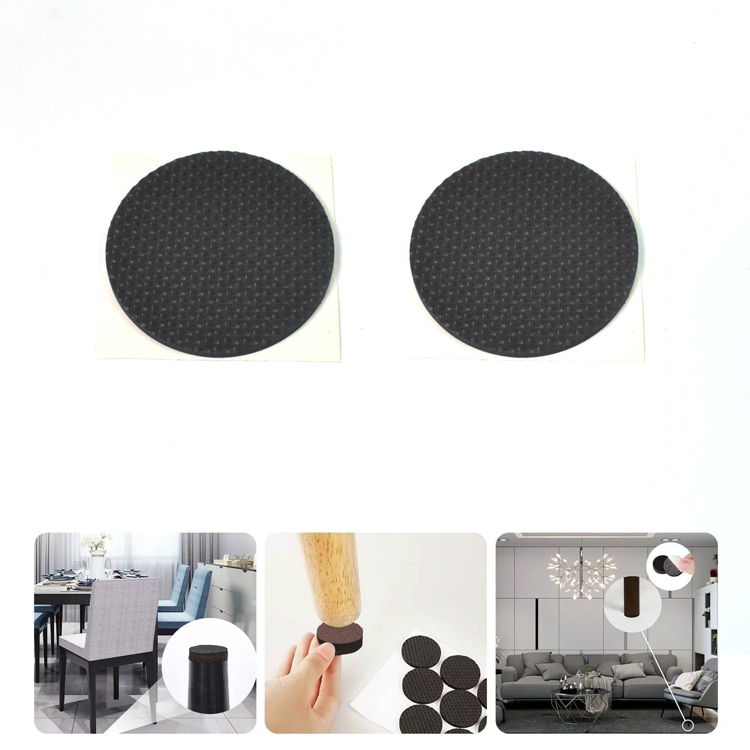 Close-up of a thick, non-slip felt pad designed for furniture legs.