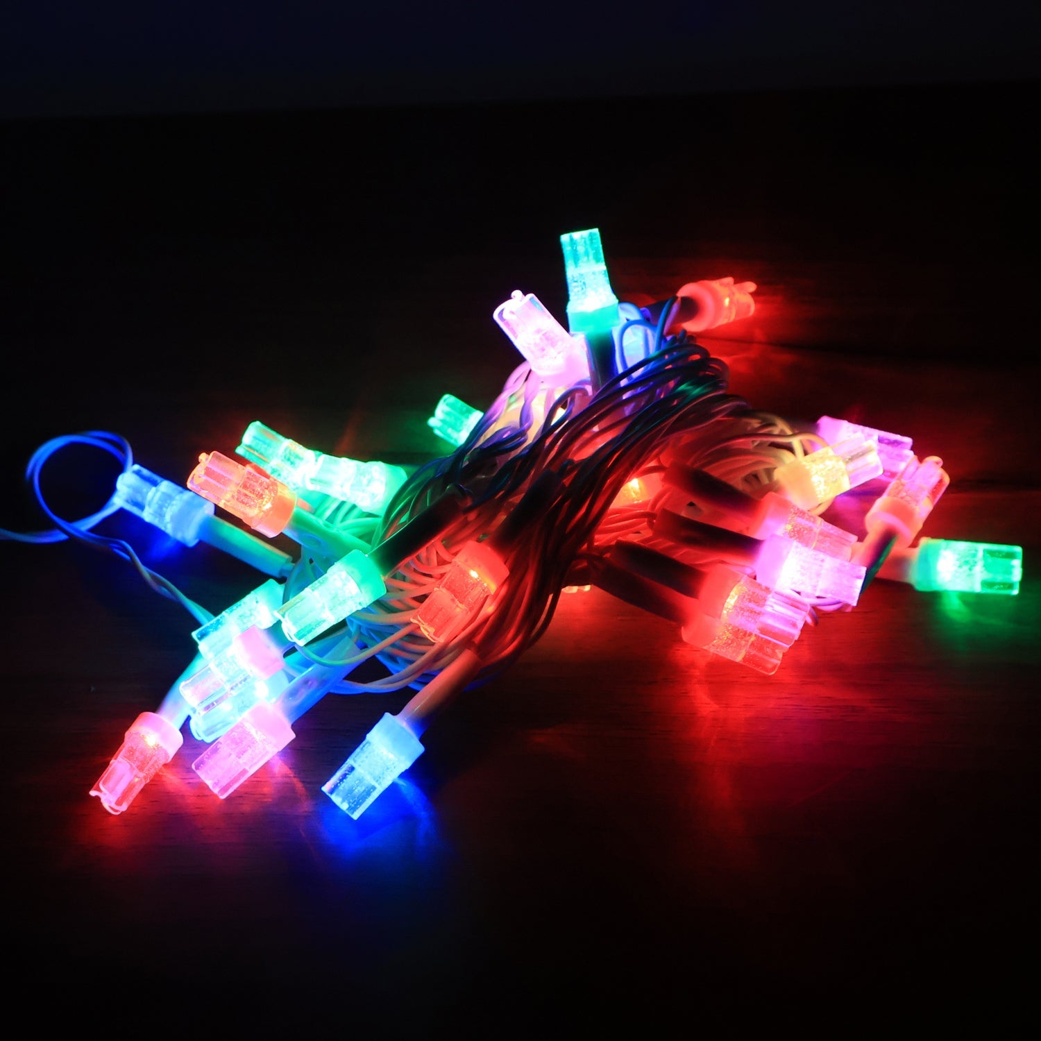 Brightly glowing multi-color LED string fairy lights perfect for party decoration