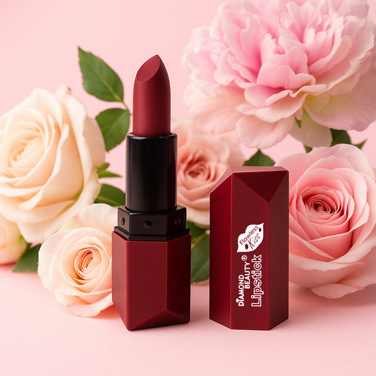 Matte lipstick tube showing vibrant color shade for bold lips