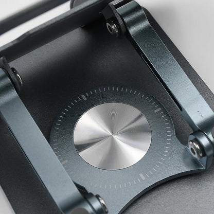 Side view highlighting the height adjustment feature of the ergonomic laptop stand.