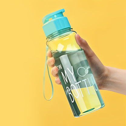 Clear BPA-free plastic sports water bottle designed for gym and travel use