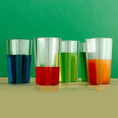 Unbreakable Stylish Transparent Square Design Water / Juice / Beer / Wine Tumbler Plastic Glass Set ( 300 ML, Pack of 6)