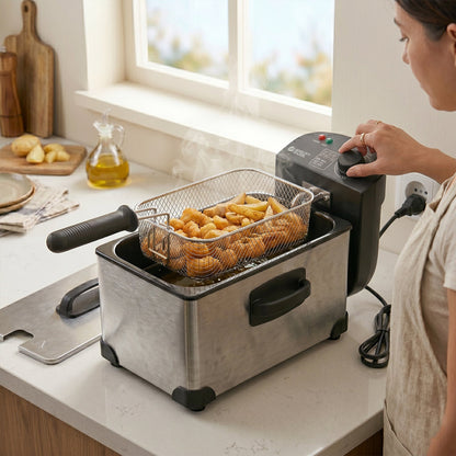 Detachable frying basket with heat-resistant handle of Orbit fryer