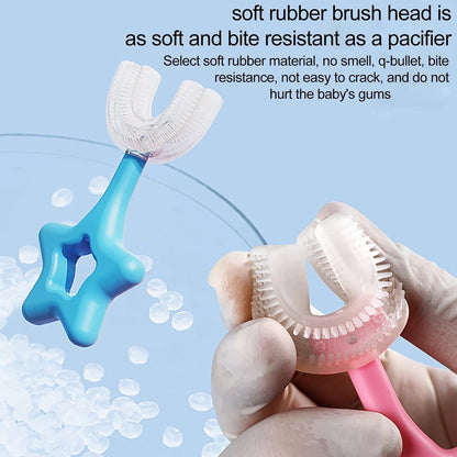 Star U-Shape Toothbrush for kids displayed, highlighting its innovative design for effective oral hygiene.