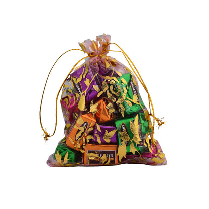 Decorative reusable potli bag for chocolates with traditional design and modern appeal