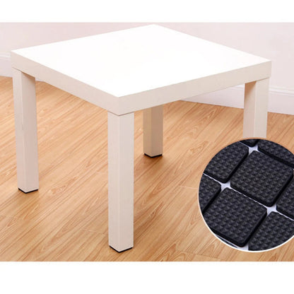 Chair leg with a grey felt pad silently gliding across a polished floor.