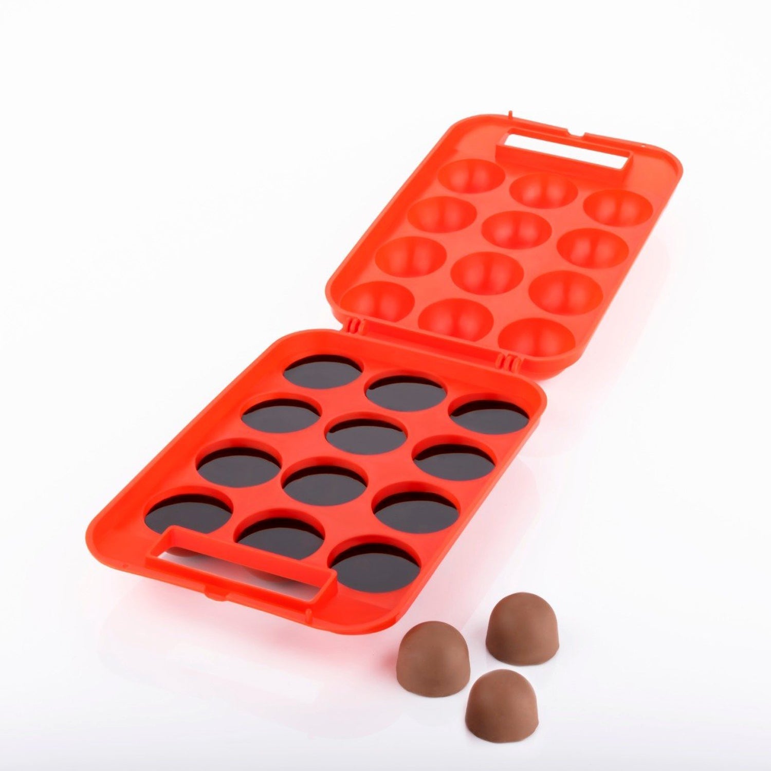 Durable plastic egg carrier box for safe storage.