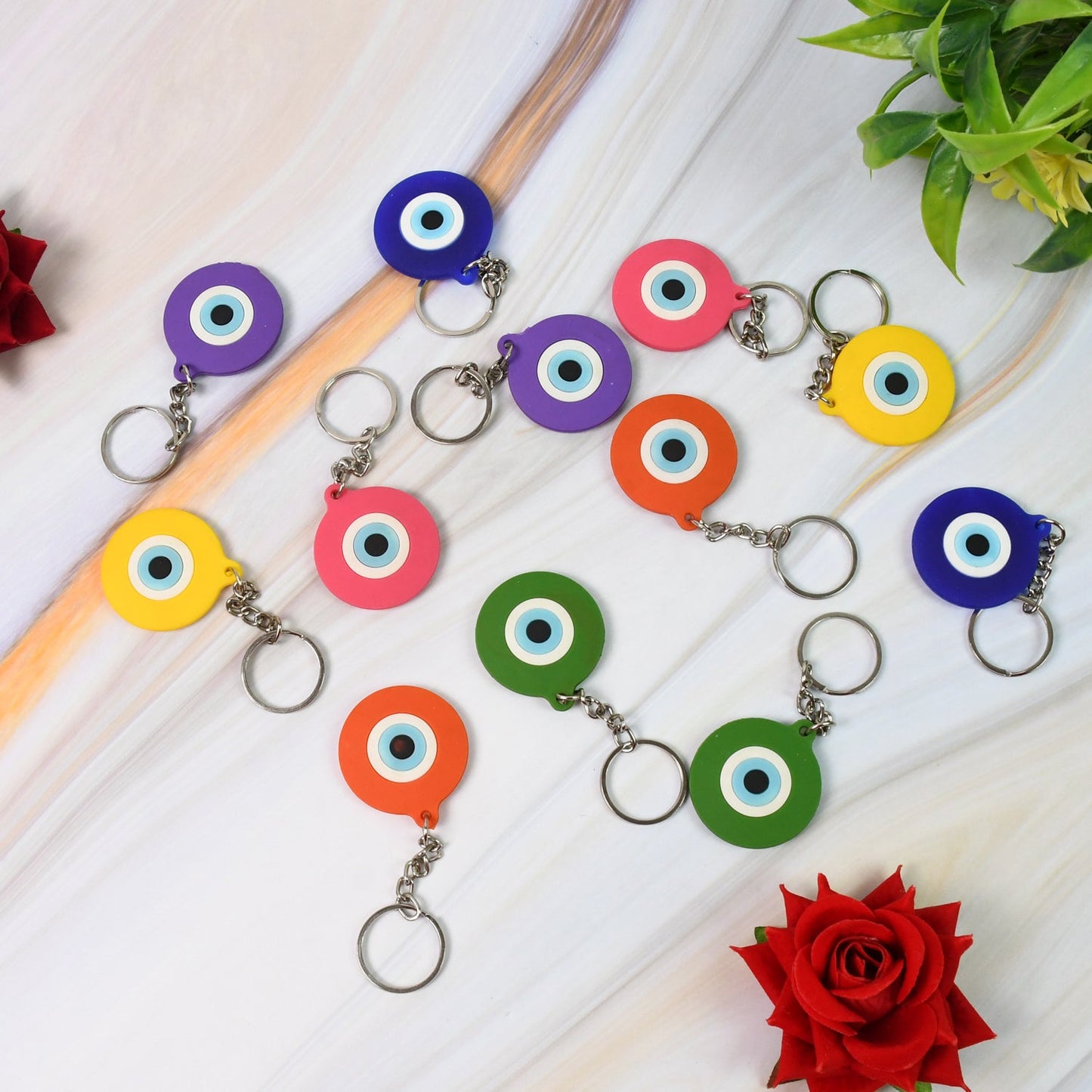 Mixed color evil eye keychain ornaments for keys and bags