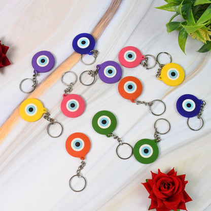 Mixed color evil eye keychain ornaments for keys and bags