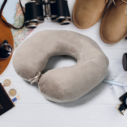 Travel Neck Pillow shown from a side angle, emphasizing its compact and portable design.