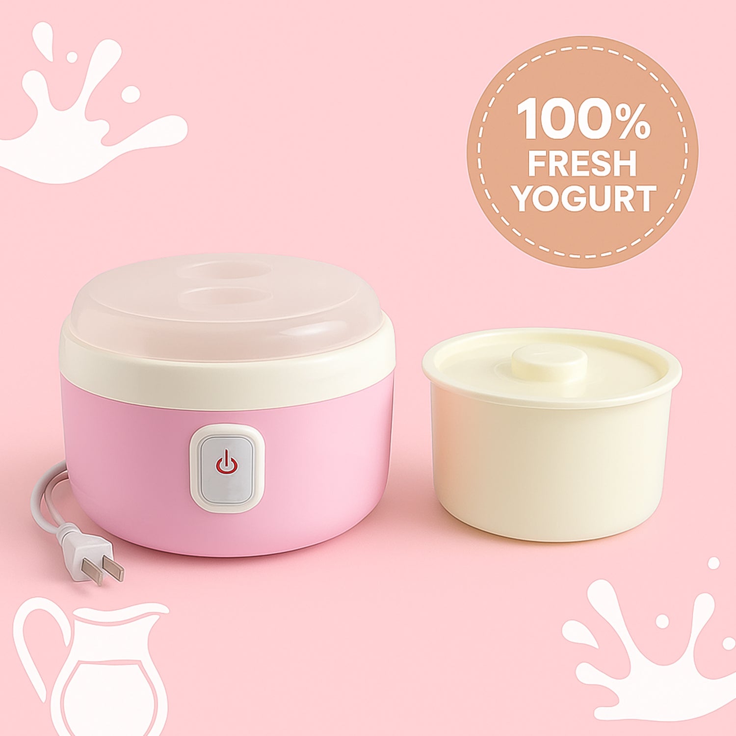 Side angle view of the compact and efficient Indo Glow Electric Yogurt Maker appliance.