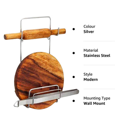CookAura chakla belan chimta stand neatly placed on a modern kitchen countertop.