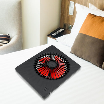 Close-up of the VoltDesk portable desk fan's blades, designed for efficient and quiet airflow.