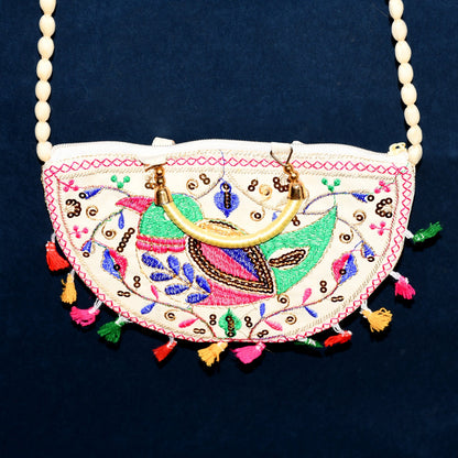 Side profile of the traditional Indian purse, showing its compact yet spacious design.