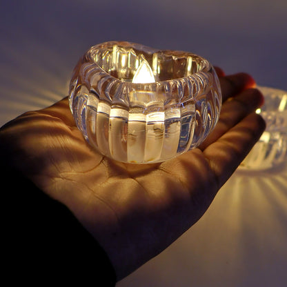 LED flameless candle with crystal-effect heart shape detail