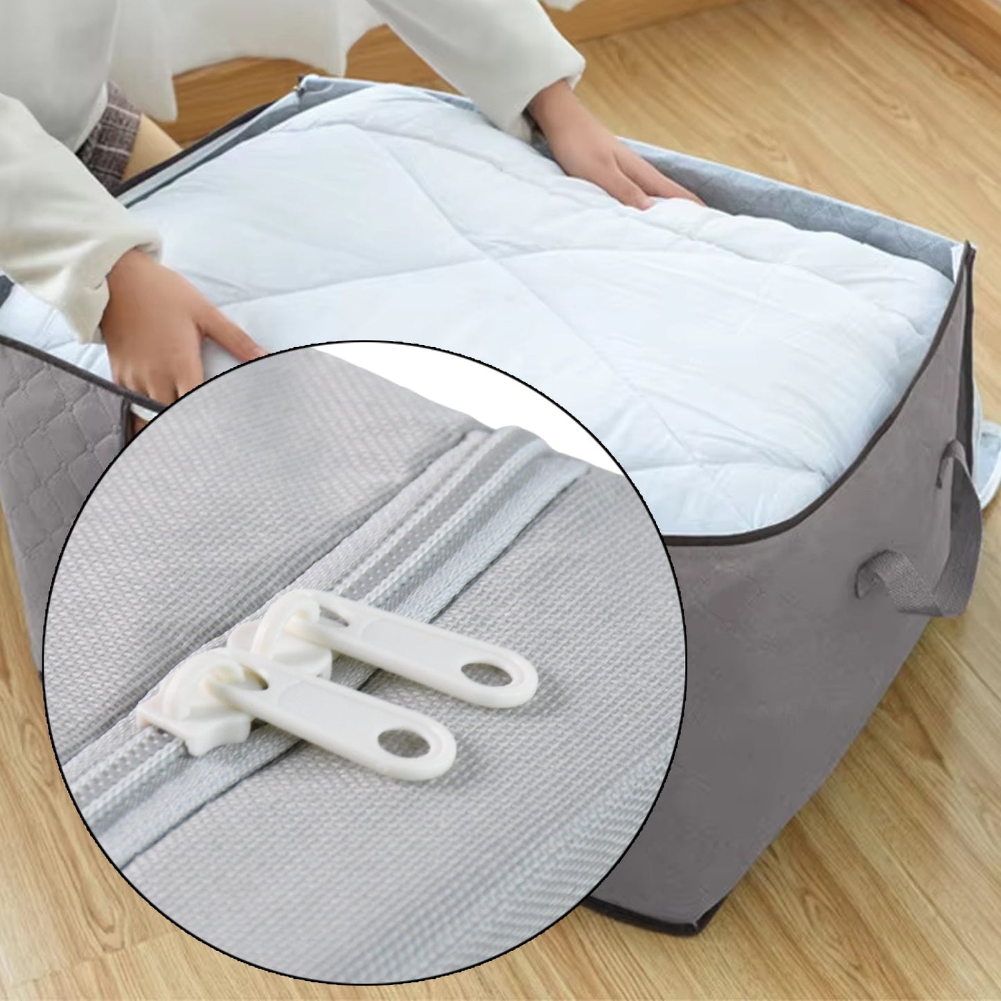 Stackable clothes storage boxes with lids in different sizes