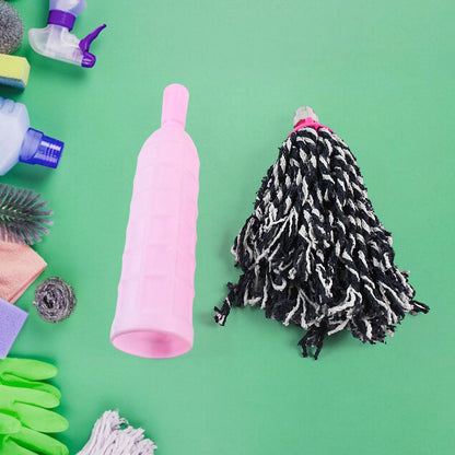 Floor cleaning mop refill showing slip-resistant plastic bottle handle
