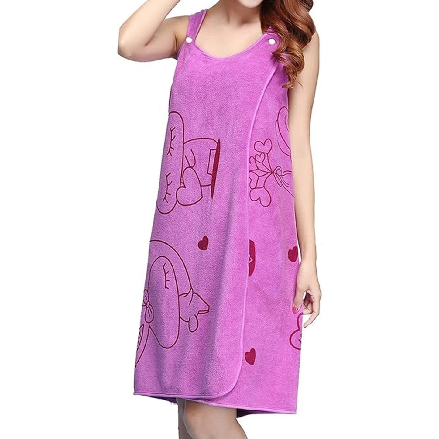 Soft & Absorbent Microfiber Bath Towel Wrap with Shoulder Straps (1 Pc)